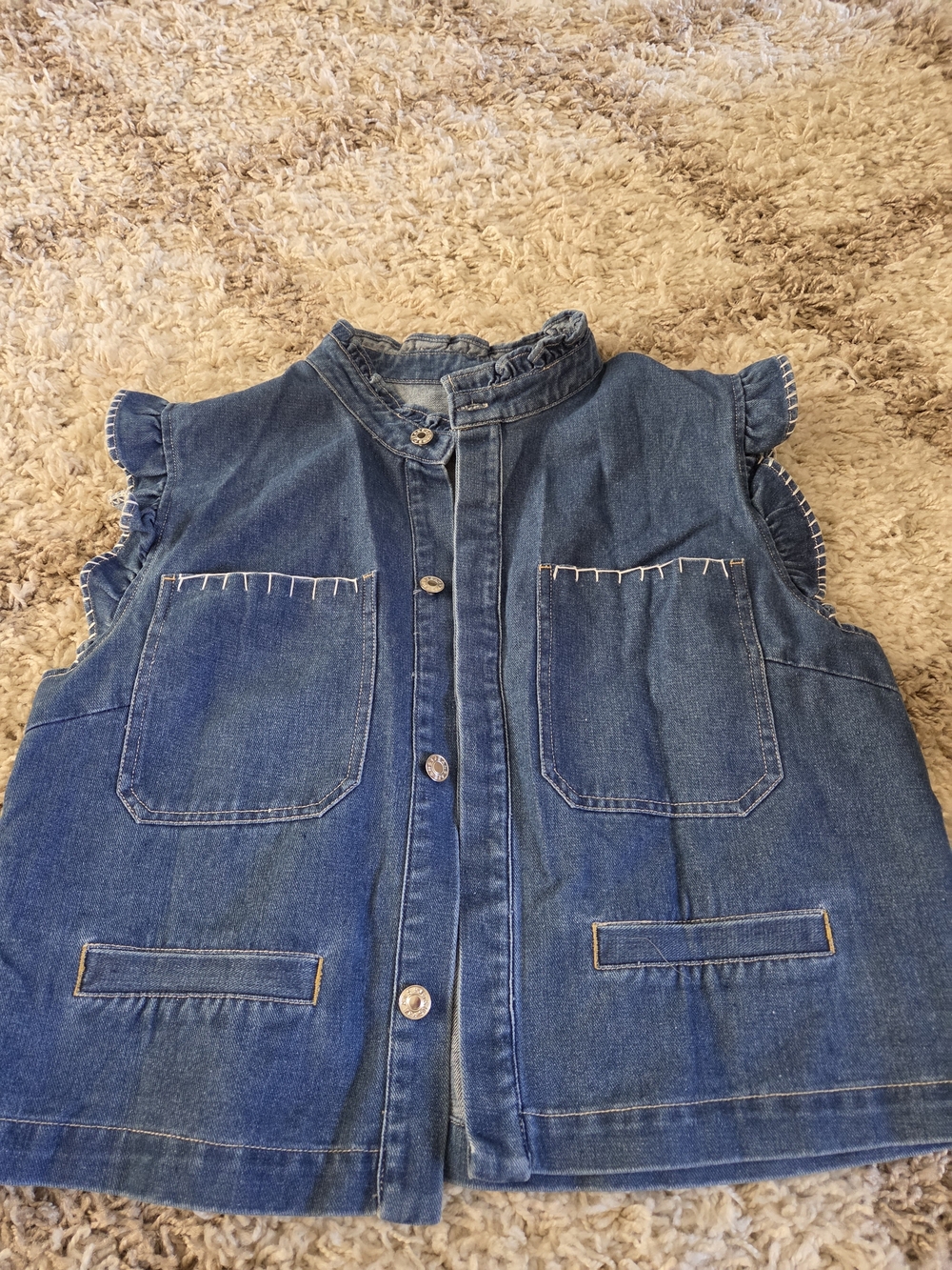 Girls' Denim Button-Front Vest - Blue
